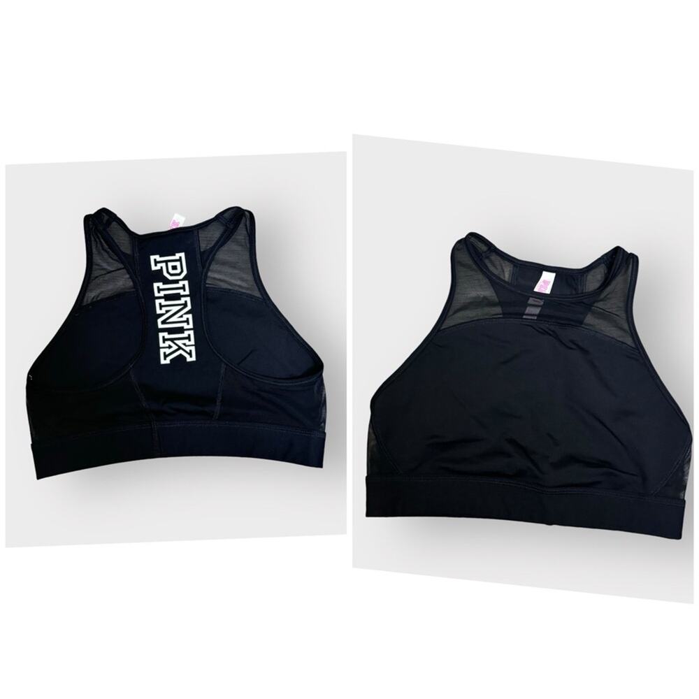 Victoria’s Secret PINK black sheer accent sports bra